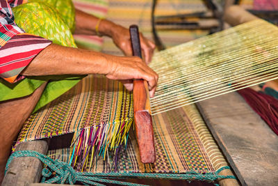 Close-up of hands working