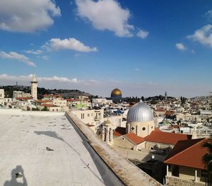 High angle view of townscape against sky