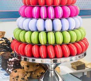 Close-up of multi colored cake on table