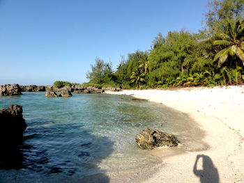 Scenic view of sea against clear sky