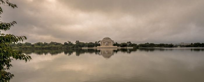 Reflection of building in water