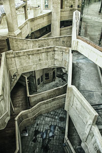 High angle view of steps