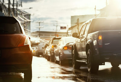 Traffic on road in city