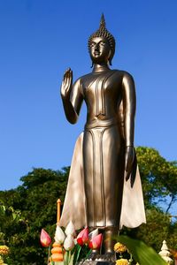 Low angle view of statue against clear sky