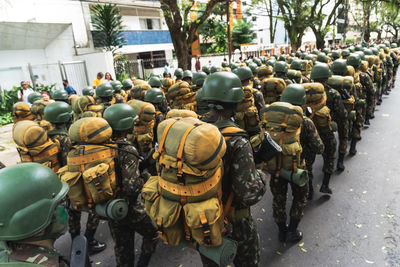 Soldiers of the brazilian army march through  during the commemoration of independence.