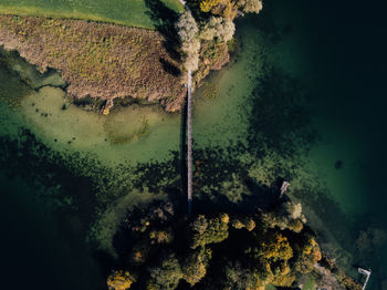 Aerial view of bridge over river