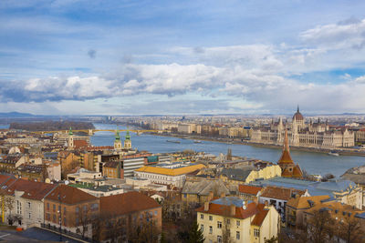 Hungary, budapest parliament view from danube river