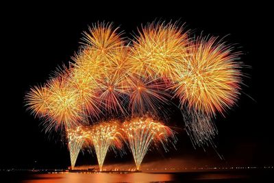 Firework display at night