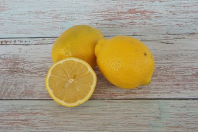 High angle view of fruits on table
