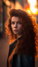 Portrait of young woman looking away