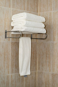 High angle view of towels on table