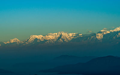 Scenic view of mountains against clear sky