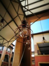 Low angle view of illuminated light bulb