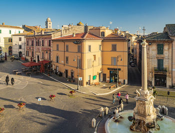 High angle view of city street