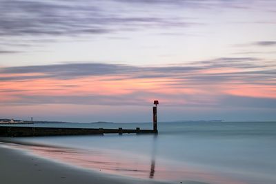 Scenic view of sea against dramatic sky