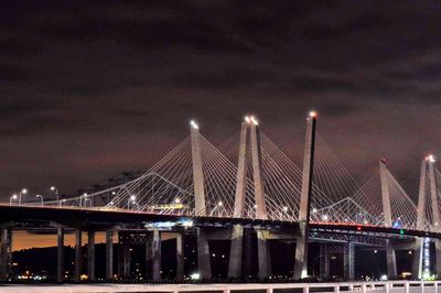 View of suspension bridge at night