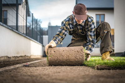 Man working in field