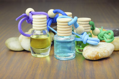 Close-up of ice cream in glass on table