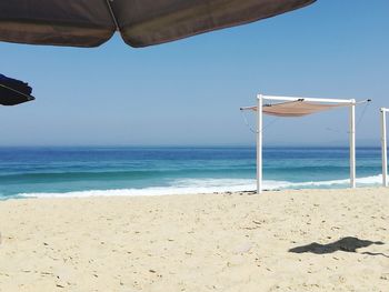 Scenic view of beach against clear sky