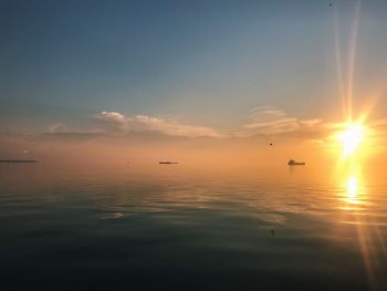 View of sea against sky during sunset in greece