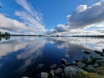 Scenic view of lake against sky