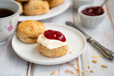 Close-up of dessert in plate on table