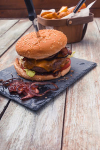 Close-up of meat on plate