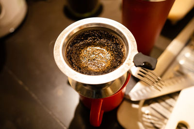 Close-up of coffee on table