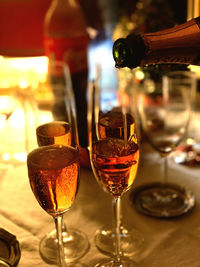 Close-up of wineglass on table