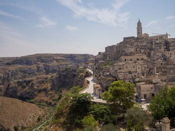 The panorama of the beautiful city of matera, italy.