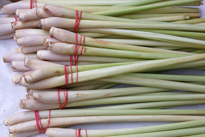 Directly above shot of lemon grass bundles on table