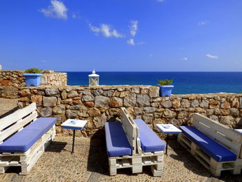 View of sea against blue sky