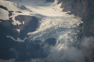 Aerial view of snowcapped mountains