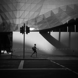 Woman walking in city