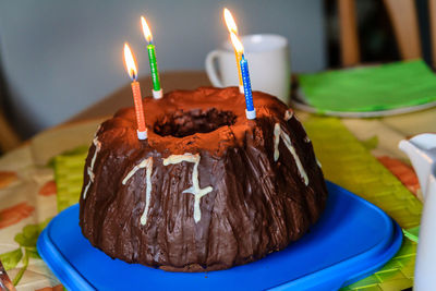 Close-up of cake slice in plate