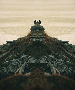 Rocks against sky during sunset