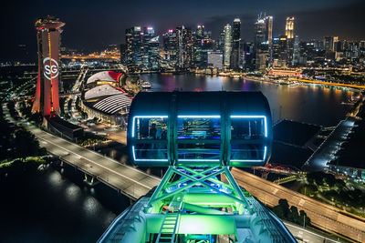 Illuminated buildings in city at night