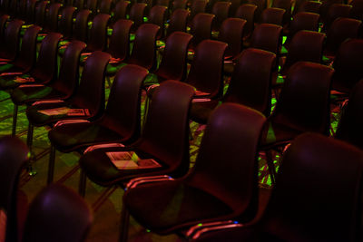 Empty chairs in row