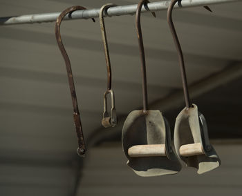 Low angle close-up of metal hanging outdoors