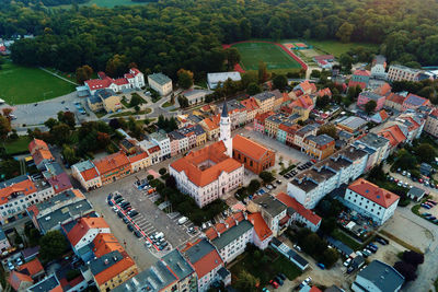 Cityscape of small european town, aerial view