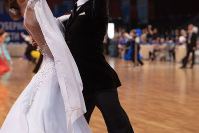 Couple dancer dancing waltz in dance sport