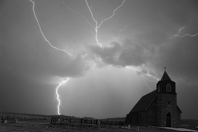 Low angle view of lightning against sky