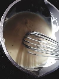 High angle view of ice cream in bowl