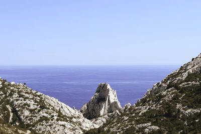 Scenic view of sea against clear sky