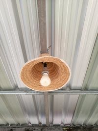 Close-up of electric hanging on wall