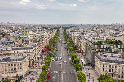 High angle view of city street