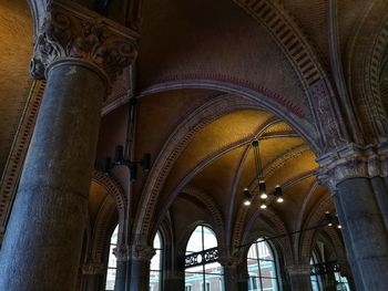 Low angle view of ornate ceiling in historic building