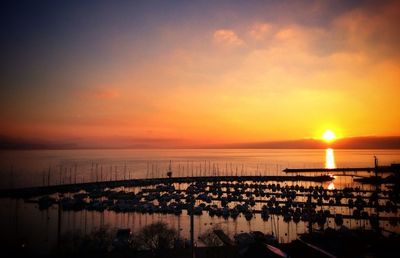 Scenic view of sea at sunset