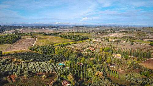 High angle view of townscape against sky