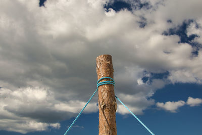 Low angle view of rope against sky